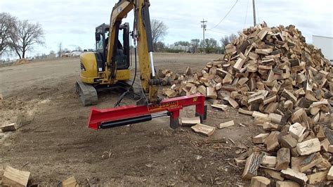 diy skid steer wood splitter|excavator mounted wood splitter.